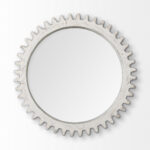 35" White Abstract Wood Framed Accent Mirror - Image 2