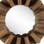 17" Brown Solid Wood Round Geometric Framed Accent Mirror - Image 12