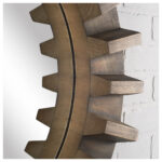 26" Brown Round Wood Framed Accent Mirror - Image 5