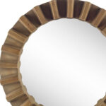 26" Brown Round Wood Framed Accent Mirror - Image 6
