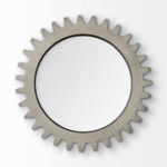 26" Gray Abstract Wood Framed Accent Mirror