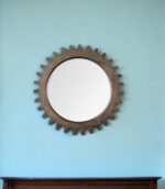 26" Dark Brown Abstract Wood Framed Accent Mirror