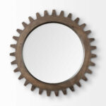 26" Dark Brown Abstract Wood Framed Accent Mirror - Image 2
