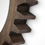 26" Dark Brown Abstract Wood Framed Accent Mirror - Image 5