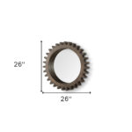 26" Dark Brown Abstract Wood Framed Accent Mirror - Image 6