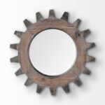 17" Brown Solid Wood Abstract Framed Accent Mirror - Image 2