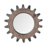 17" Brown Solid Wood Abstract Framed Accent Mirror - Image 3