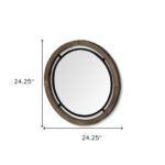 24" Brown And Black Round Metal And Wood Framed Accent Mirror - Image 9