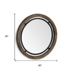 28" Brown Round Wood Framed Accent Mirror - Image 10