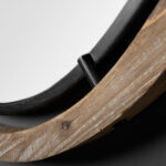 28" Brown Round Wood Framed Accent Mirror - Image 8