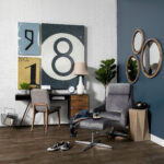 28" Brown Round Wood Framed Accent Mirror - Image 9