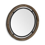 28" Brown Round Wood Framed Accent Mirror - Image 2