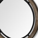 28" Brown Round Wood Framed Accent Mirror - Image 7