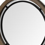 28" Brown Round Wood Framed Accent Mirror - Image 6