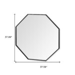 38" Black Octagon Metal Framed Bathroom Vanity Mirror - Image 7
