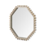 33" Natural Wood Octagon Beaded Framed Accent Mirror - Image 4