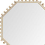 33" Natural Wood Octagon Beaded Framed Accent Mirror - Image 6