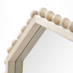 33" Natural Wood Octagon Beaded Framed Accent Mirror - Image 7