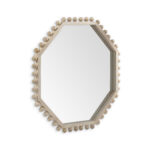 33" Natural Wood Octagon Beaded Framed Accent Mirror - Image 5