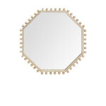 33" Natural Wood Octagon Beaded Framed Accent Mirror - Image 3