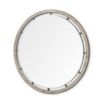 54" Brown Round Wood And Metal Framed Accent Mirror - Image 3