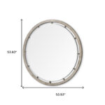54" Brown Round Wood And Metal Framed Accent Mirror - Image 5