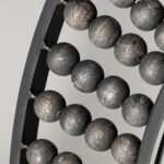 42" Round Black Metal Frame Wall Mirror With Wood Beads - Image 7