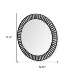 42" Round Black Metal Frame Wall Mirror With Wood Beads - Image 8