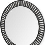42" Round Black Metal Frame Wall Mirror With Wood Beads - Image 6