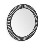 42" Round Black Metal Frame Wall Mirror With Wood Beads - Image 4