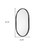 36" Black Oval Metal Framed Accent Mirror - Image 9