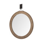 44" Brown Round Wood Framed Rope Hanging Accent Mirror - Image 3