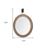 44" Brown Round Wood Framed Rope Hanging Accent Mirror - Image 7