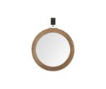 44" Brown Round Wood Framed Rope Hanging Accent Mirror - Image 2