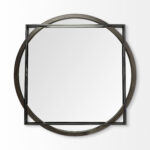46" Black Abstract Metal Framed Accent Mirror - Image 3