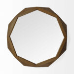 41" Brown Solid Wood Octagon Framed Accent Mirror - Image 2