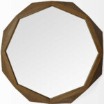 41" Brown Solid Wood Octagon Framed Accent Mirror - Image 3