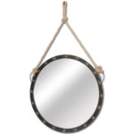 39" Black Metal Round Framed Accent Mirror - Image 2