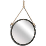 39" Black Metal Round Framed Accent Mirror - Image 3