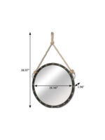 39" Black Metal Round Framed Accent Mirror - Image 8