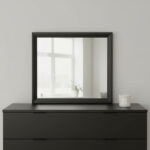 35" Black Square Wood Framed Mounted Dresser Mirror