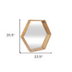 21" Brown Hexagon Wood Framed Accent Mirror - Image 9