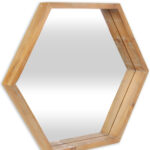 21" Brown Hexagon Wood Framed Accent Mirror - Image 4