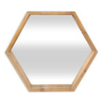 21" Brown Hexagon Wood Framed Accent Mirror - Image 2