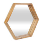 21" Brown Hexagon Wood Framed Accent Mirror - Image 3