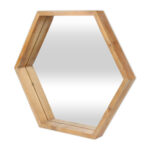 21" Brown Hexagon Wood Framed Accent Mirror - Image 5