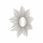 32" Silver Metal Sunburst Framed Accent Mirror - Image 3
