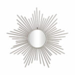 32" Silver Metal Sunburst Framed Accent Mirror - Image 2