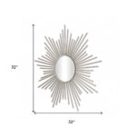 32" Silver Metal Sunburst Framed Accent Mirror - Image 9