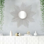 32" Silver Metal Sunburst Framed Accent Mirror - Image 8